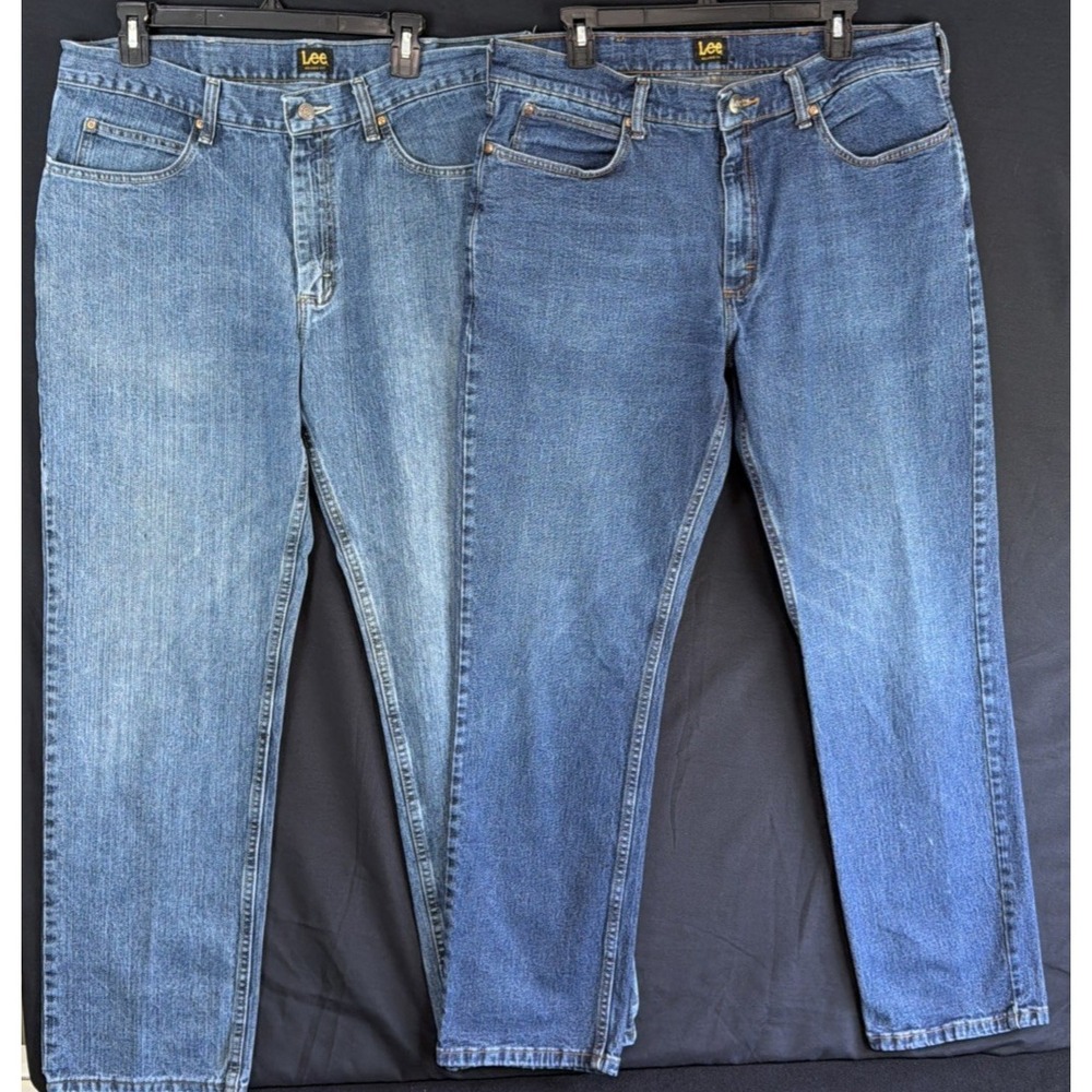 Lot of 2 Lee Relaxed Fit Straight Leg Jeans Men 36x32 Blue Cotton Denim Workwear